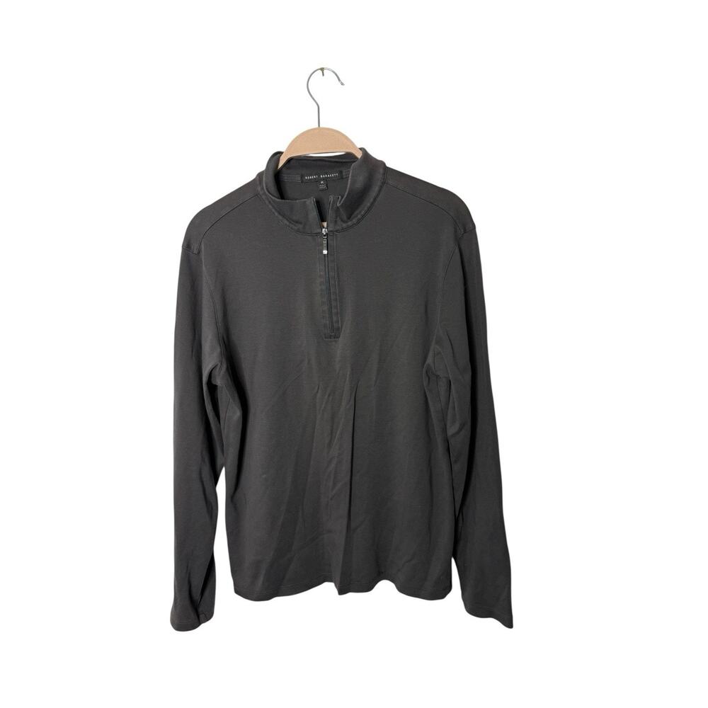 Robert Barakett Mens Sweater 1/4 Zip Pullover Medim gray‎ Mock Neck